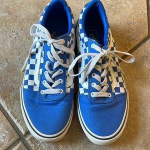 Vans blue checkered sneakers size 5.5Y